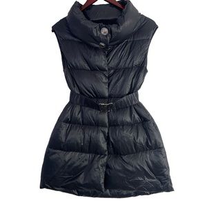 Ermanno Scervino Down Vest Designer Black Coat with Belt Long Line Puffer